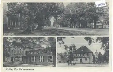 04928 Kahla über Elsterwerda Landpoststempel o 23.4.1941 auf AK Gasthof