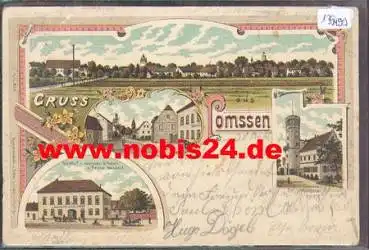 04668 Pomssen Gasthof weisser Schwan Litho o 1904