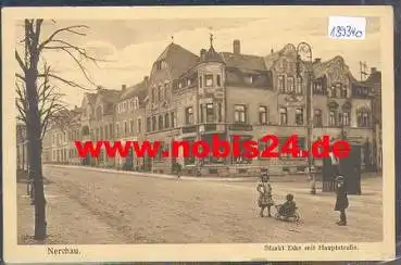 04685 Nerchau, Markt mit Hauptstrasse o 29.9.1915