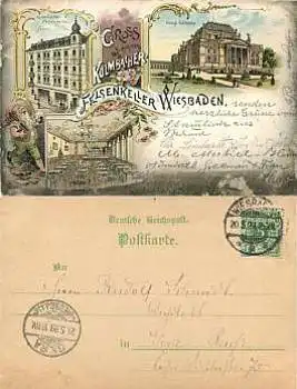 Wiesbaden Litho Kulmbacher Felsenkeller o 1899