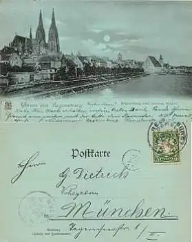 Regensburg Mondscheinkarte  o 13.9.1898