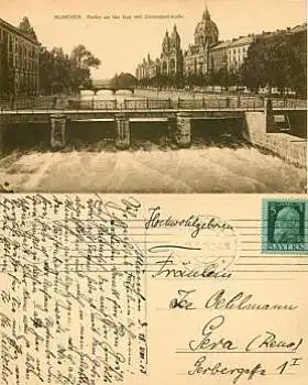 München Isar mit Steinsdorfstrasse o 16.8.1913