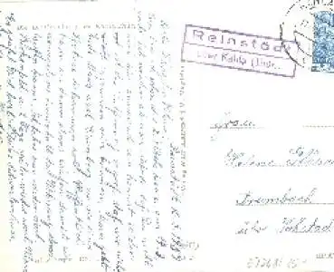07768 Reinstädt Landpoststempel o 11.03.1953 auf AK Reinstädt über Kahla