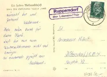 07356 Ruppersdorf über Lobenstein Landpoststempel auf AK o 21.12.1961