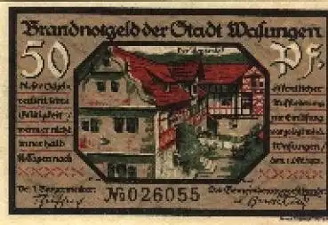 98634 Wasungen, Notgeld, Gutschein über 50 Pf., Nr. 026055 (1921)