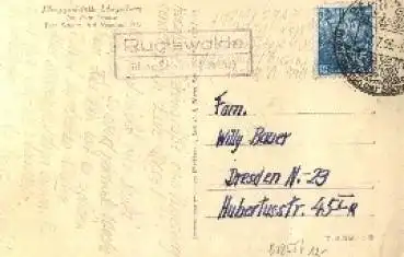 01855 Sebnitz, Berggaststätte Ungerber Posthilfsstellenstempel Rugiswalde über Sebnitz, o 16.7.1956,