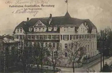 88180 Ravensburg Katholisches Gesellenhaus, z. Zt. Reservelazarett, Feldpost o 21.8.1917