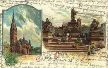 Berlin Georgen Kirche Luther Denkmal Litho o 19.5.1899