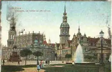 Dresden Theaterplatz Schloss Hofkirche o ca. 1907