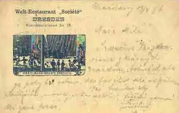 Dresden Restaurant Societe Kegelbahn Waisenhausstrasse Litho o 19.4.1896