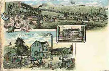 09456 Cunersdorf Annaberg-Buchholz Litho Bahnhof *ca. 1900