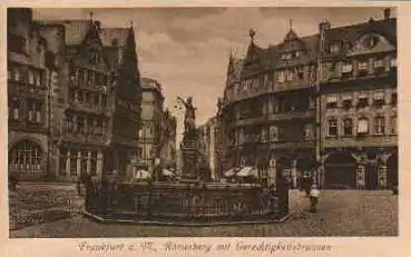 Frankfurt Main Römerberg mit Gerechtingkeitsbrunnen * ca. 1925