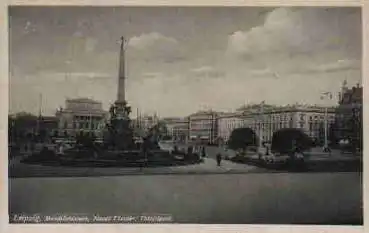 Leipzig Mendebrunnen Neues Theater Hauptpost * ca. 1940