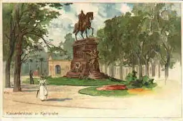 Karlsruhe Kaiserdenkmal Künstlerkarte Heinrich Kley * ca. 1900