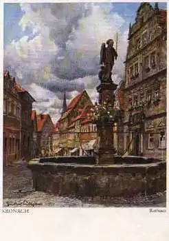 96317 Kronach Rathaus Künstlerkarte Gust Lüttgens *ca. 1925