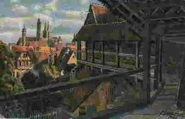 91541 Rothenburg Tauber Wehrgang Künstlerkarte V. Marschall * 1921