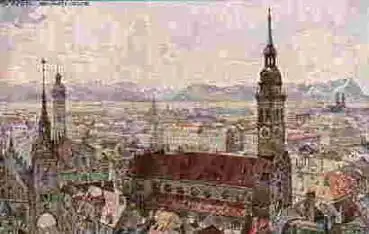 München vom Rathausturm Künstlerkarte Richard Wagner *ca.1920