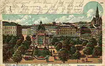 Wiesbaden Kochbrunnen Farblitho o 14.3.1901 Verlag Rosenblatt 6264