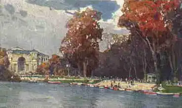 Karlsruhe Stadtgarten Künstlerkarte Hermann Göhler o 13.12.1925