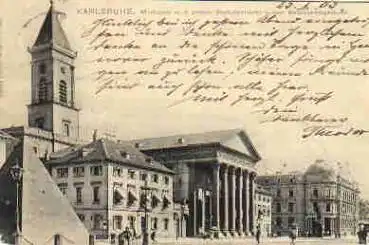 Karlsruhe Marktplatz Stadtpfarrkirche o 25.10.1905