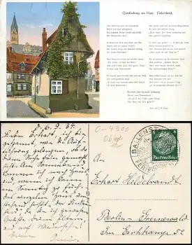 06484 Quedlinburg Finkenherd Gedicht v. J.N. Vogl o 06.09.1934