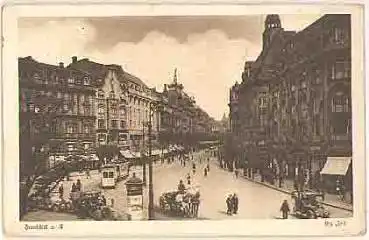 Frankfurt Main Die Zeil Litfßsäule  Straßenbahn o 13.9.1916