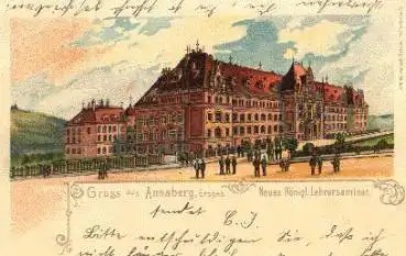 09456 Annaberg Erzgebirge Neues Lehrerseminar Litho o 4.4.1900