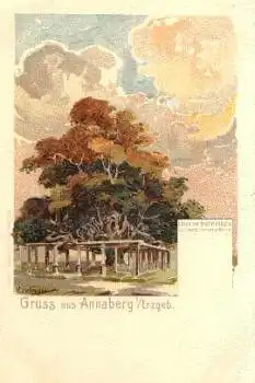 09456 Annaberg Linde auf dem Friedhof Künstlerkarte Hirschmann * ca.1900