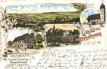 09526 Pfaffroda Erzgebirge Farbwarenhandlung Krause Litho o 8.9.1899