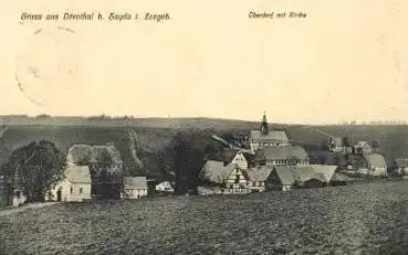 09509 Dörnthal b. Sayda Erzgebirge Oberdorf mit Kirche, o ca. 1912