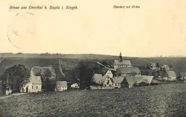 09509 Dörnthal b. Sayda Erzgebirge Oberdorf mit Kirche o ca. 1912
