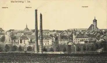 09496 Marienberg Erzgebirge Kaserne Rathaus Postamt o ca. 1915