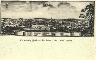 09496 Marienberg Sachsen im Jahre 1650 Künstlerkarte nach Merian o 30.9.1909