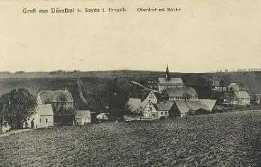 09504 Dörnthal bei Sayda Erzgebirge Oberdorf mit Kirche gebr. ca. 1915