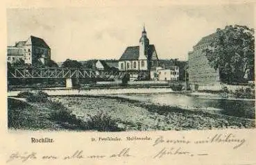 09306 Rochlitz Sachsen St. Petrikirche, Muldenwehr o 1.11.1914