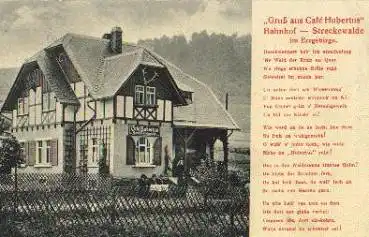 09429 Streckewalde i. Erzgeb., Gruß aus Cafe Hubertus, Bahnhof, o 12.06.1916