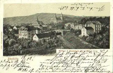 09306 Rochlitz Blick von Realschule auf Schloss u. Berg o 29.7.1902