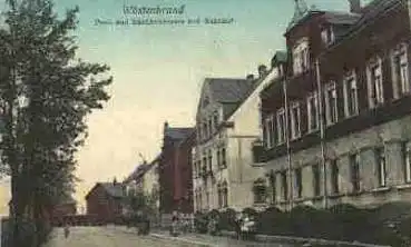09358 Wüstenbrand Post- und Bahnhofstrasse und Bahnhof * ca. 1915