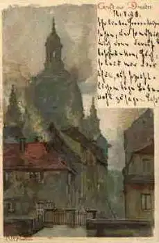 Dresden Münzgasse Frauenkirche Künstlerkarte Kley o 12.8.1898