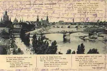 Dresden Carolabrücke Liedkarte Rollo Rottersmark o 20.8.1915