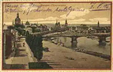 Dresden Carolabrücke und Terrassenufer o 8.8.1915