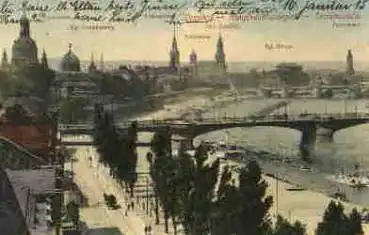 Dresden Terrassenufer Dampfschifflandeplatz o 17.1.1915