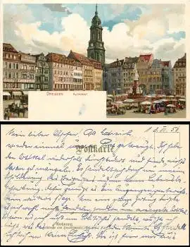 Dresden Altmarkt Künstlerkarte  (gebr.1956) ca.1900