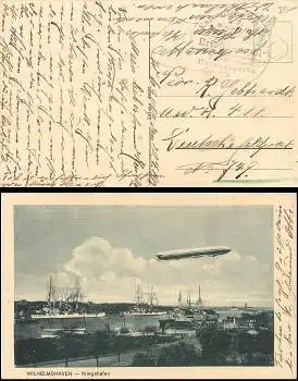 Kaiserliche Marine Z.K. Netzabsperr Komando Hafenkaptän Wilhelmshaven o 20.4.18 auf Zeppelin AK