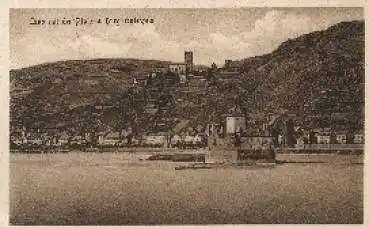 56349 Caub mit der Pfalz und Burg Gutenfels * ca. 1930, Verlag Stengel DD