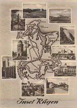 Insel Rügen Landkarten-AK o 20.8.1963