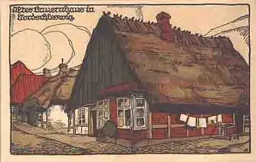 Nordschleswig Altes Bauernhaus Künstler Steinzeichnung * ca.1920