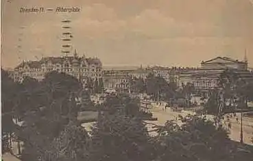 Dresden Neustadt Albertplatz mit Theater o 19.7.1922
