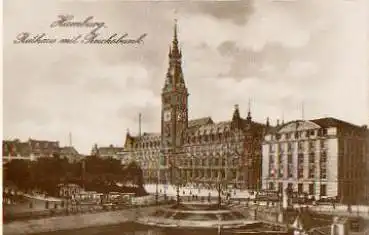 Hamburg Rathaus Reichsbank Straßenbahn * ca. 1910