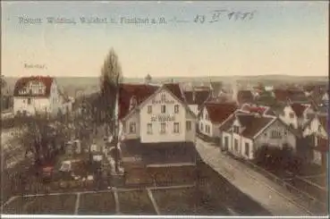 64546 Walldorf Restaurant Waldlust o 23.02.1915 Bahnpost Frankfurt - Bruchsal Zug Nr. 841